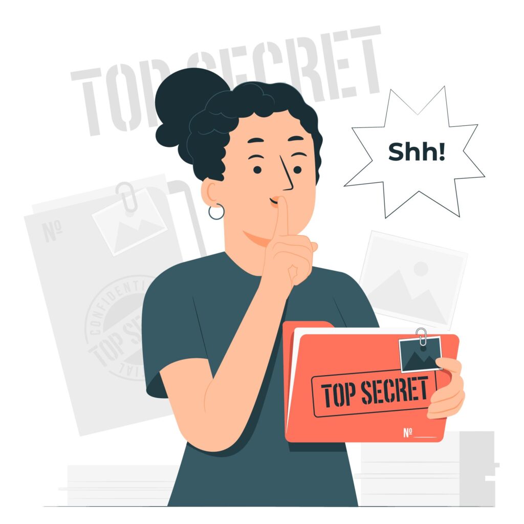 Femme tenant un document marqué top secret