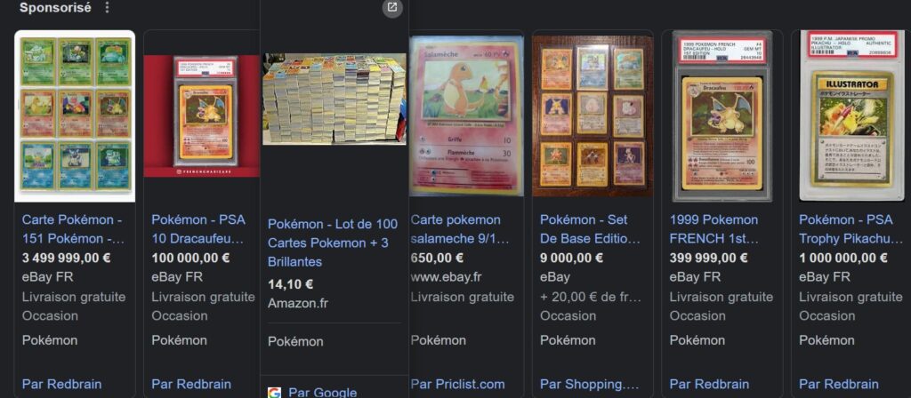 Prix des cartes Pokemon rares